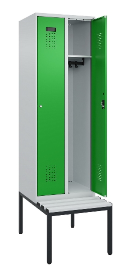 C+P Spind Evolo PLUS 0490507-12 mit Bank 1 Abt.400mm Drehriegel (HxBxT) 2120x400x815mm 7035/6011