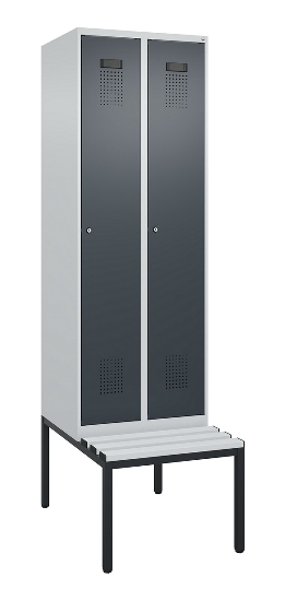 C+P Spind Evolo PLUS 0490507-12 mit Bank 1 Abt.400mm Drehriegel (HxBxT) 2120x400x815mm 7035/6011