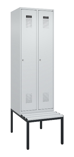 C+P Spind Evolo PLUS 0490507-12 mit Bank 1 Abt.400mm Drehriegel (HxBxT) 2120x400x815mm 7035/6011