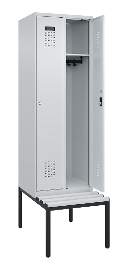 C+P Spind Evolo PLUS 0490507-12 mit Bank 1 Abt.400mm Drehriegel (HxBxT) 2120x400x815mm 7035/6011
