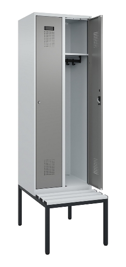 C+P Spind Evolo PLUS 0490507-12 mit Bank 1 Abt.400mm Drehriegel (HxBxT) 2120x400x815mm 7035/6011