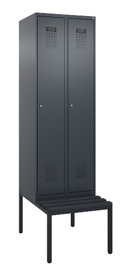 C+P Spind Evolo PLUS 0490507-12 mit Bank 1 Abt.400mm Drehriegel (HxBxT) 2120x400x815mm 7035/6011