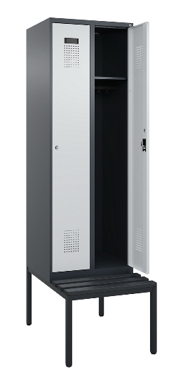 C+P Spind Evolo PLUS 0490507-12 mit Bank 1 Abt.400mm Drehriegel (HxBxT) 2120x400x815mm 7035/6011