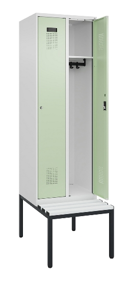 C+P Spind Evolo PLUS 0490507-12 mit Bank 1 Abt.400mm Drehriegel (HxBxT) 2120x400x815mm 7035/6011