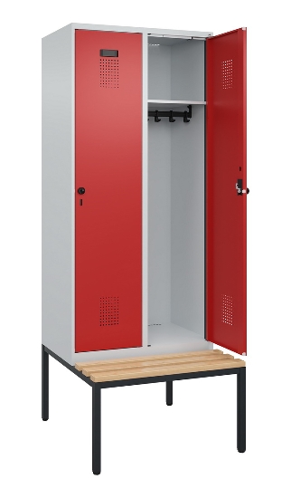 C+P Spind Evolo PLUS 0490507-32 mit Bank 3 Abt.400mm Drehriegel (HxBxT) 2120x1200x815mm 9016/3015