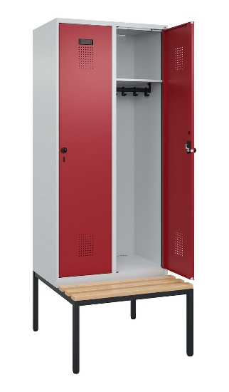 C+P Spind Evolo PLUS 0490507-32 mit Bank 3 Abt.400mm Drehriegel (HxBxT) 2120x1200x815mm 9016/3015
