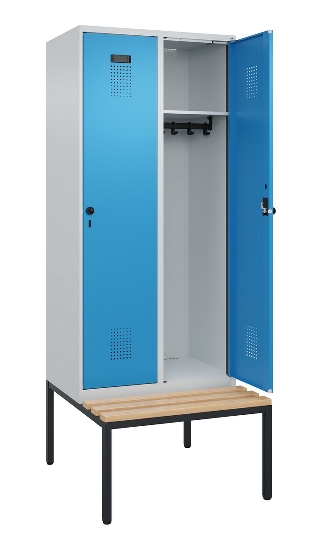 C+P Spind Evolo PLUS 0490507-32 mit Bank 3 Abt.400mm Drehriegel (HxBxT) 2120x1200x815mm 9016/3015