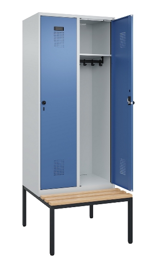 C+P Spind Evolo PLUS 0490507-32 mit Bank 3 Abt.400mm Drehriegel (HxBxT) 2120x1200x815mm 9016/3015