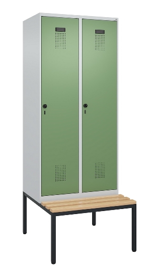 C+P Spind Evolo PLUS 0490507-32 mit Bank 3 Abt.400mm Drehriegel (HxBxT) 2120x1200x815mm 9016/3015