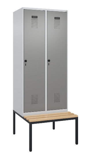 C+P Spind Evolo PLUS 0490507-32 mit Bank 3 Abt.400mm Drehriegel (HxBxT) 2120x1200x815mm 9016/3015