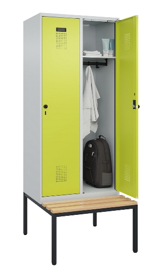 C+P Spind Evolo PLUS 0490507-32 mit Bank 3 Abt.400mm Drehriegel (HxBxT) 2120x1200x815mm 9016/3015