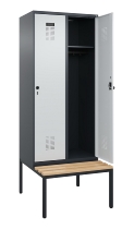 C+P Spind Evolo PLUS 0490507-32 mit Bank 3 Abt.400mm Drehriegel (HxBxT) 2120x1200x815mm 9016/3015