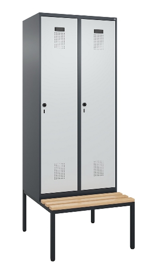C+P Spind Evolo PLUS 0490507-32 mit Bank 3 Abt.400mm Drehriegel (HxBxT) 2120x1200x815mm 9016/3015