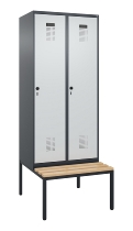 C+P Spind Evolo PLUS 0490507-32 mit Bank 3 Abt.400mm Drehriegel (HxBxT) 2120x1200x815mm 9016/3015
