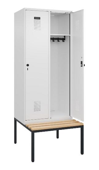C+P Spind Evolo PLUS 0490507-32 mit Bank 3 Abt.400mm Drehriegel (HxBxT) 2120x1200x815mm 9016/3015