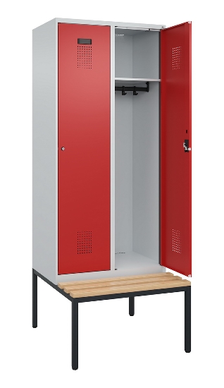 C+P Spind Evolo PLUS 0490507-32 mit Bank 3 Abt.400mm Drehriegel (HxBxT) 2120x1200x815mm 9016/3015