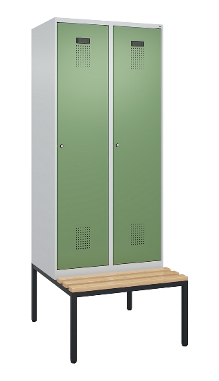 C+P Spind Evolo PLUS 0490507-32 mit Bank 3 Abt.400mm Drehriegel (HxBxT) 2120x1200x815mm 9016/3015