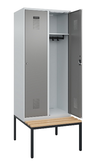 C+P Spind Evolo PLUS 0490507-32 mit Bank 3 Abt.400mm Drehriegel (HxBxT) 2120x1200x815mm 9016/3015