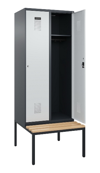 C+P Spind Evolo PLUS 0490507-32 mit Bank 3 Abt.400mm Drehriegel (HxBxT) 2120x1200x815mm 9016/3015