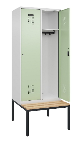 C+P Spind Evolo PLUS 0490507-32 mit Bank 3 Abt.400mm Drehriegel (HxBxT) 2120x1200x815mm 9016/3015