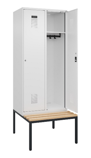 C+P Spind Evolo PLUS 0490507-32 mit Bank 3 Abt.400mm Drehriegel (HxBxT) 2120x1200x815mm 9016/3015