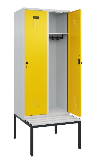 C+P Spind Evolo PLUS 0490507-12 mit Bank 1 Abt.400mm Drehriegel (HxBxT) 2120x400x815mm 7035/6011