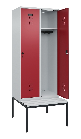 C+P Spind Evolo PLUS 0490507-12 mit Bank 1 Abt.400mm Drehriegel (HxBxT) 2120x400x815mm 7035/6011