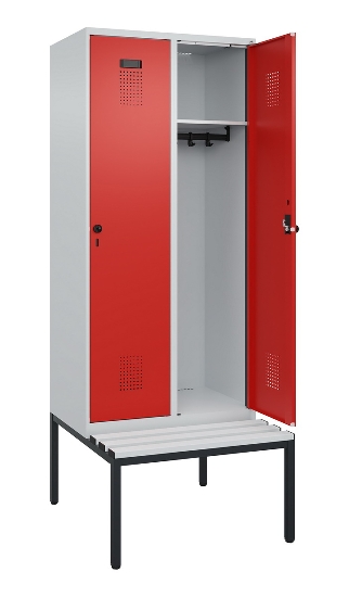 C+P Spind Evolo PLUS 0490507-12 mit Bank 1 Abt.400mm Drehriegel (HxBxT) 2120x400x815mm 7035/6011