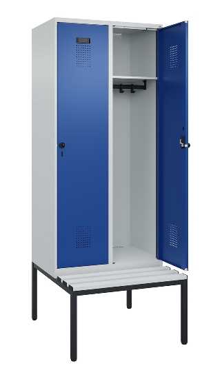 C+P Spind Evolo PLUS 0490507-12 mit Bank 1 Abt.400mm Drehriegel (HxBxT) 2120x400x815mm 7035/6011