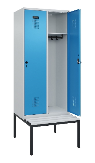 C+P Spind Evolo PLUS 0490507-12 mit Bank 1 Abt.400mm Drehriegel (HxBxT) 2120x400x815mm 7035/6011