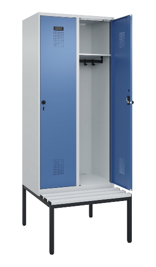 C+P Spind Evolo PLUS 0490507-12 mit Bank 1 Abt.400mm Drehriegel (HxBxT) 2120x400x815mm 7035/6011