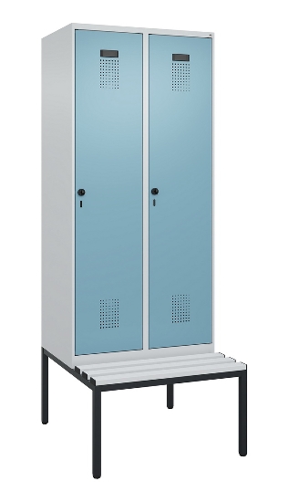 C+P Spind Evolo PLUS 0490507-12 mit Bank 1 Abt.400mm Drehriegel (HxBxT) 2120x400x815mm 7035/6011