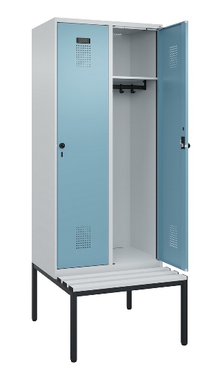 C+P Spind Evolo PLUS 0490507-12 mit Bank 1 Abt.400mm Drehriegel (HxBxT) 2120x400x815mm 7035/6011