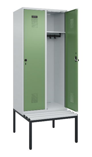 C+P Spind Evolo PLUS 0490507-12 mit Bank 1 Abt.400mm Drehriegel (HxBxT) 2120x400x815mm 7035/6011