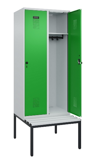 C+P Spind Evolo PLUS 0490507-12 mit Bank 1 Abt.400mm Drehriegel (HxBxT) 2120x400x815mm 7035/6011