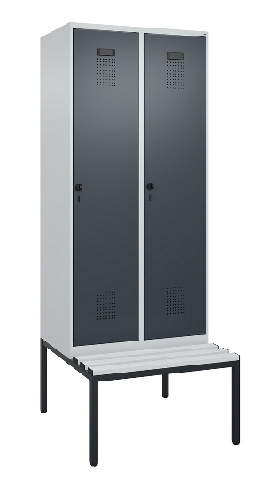 C+P Spind Evolo PLUS 0490507-12 mit Bank 1 Abt.400mm Drehriegel (HxBxT) 2120x400x815mm 7035/6011