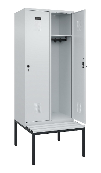 C+P Spind Evolo PLUS 0490507-12 mit Bank 1 Abt.400mm Drehriegel (HxBxT) 2120x400x815mm 7035/6011
