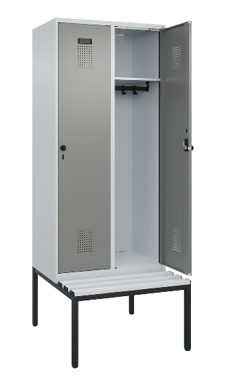 C+P Spind Evolo PLUS 0490507-12 mit Bank 1 Abt.400mm Drehriegel (HxBxT) 2120x400x815mm 7035/6011