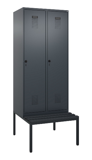 C+P Spind Evolo PLUS 0490507-12 mit Bank 1 Abt.400mm Drehriegel (HxBxT) 2120x400x815mm 7035/6011