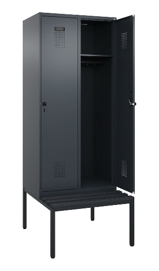 C+P Spind Evolo PLUS 0490507-12 mit Bank 1 Abt.400mm Drehriegel (HxBxT) 2120x400x815mm 7035/6011