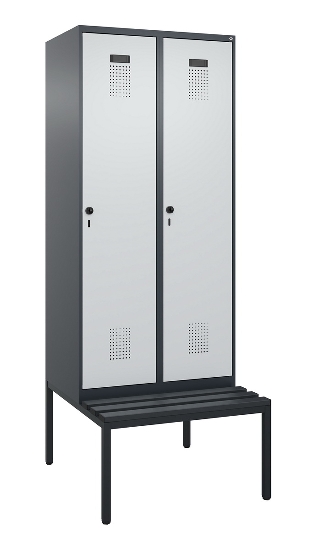C+P Spind Evolo PLUS 0490507-12 mit Bank 1 Abt.400mm Drehriegel (HxBxT) 2120x400x815mm 7035/6011