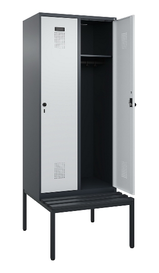 C+P Spind Evolo PLUS 0490507-12 mit Bank 1 Abt.400mm Drehriegel (HxBxT) 2120x400x815mm 7035/6011
