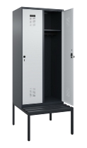 C+P Spind Evolo PLUS 0490507-12 mit Bank 1 Abt.400mm Drehriegel (HxBxT) 2120x400x815mm 7035/6011