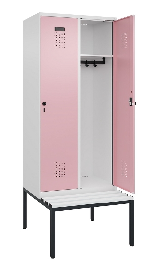 C+P Spind Evolo PLUS 0490507-12 mit Bank 1 Abt.400mm Drehriegel (HxBxT) 2120x400x815mm 7035/6011