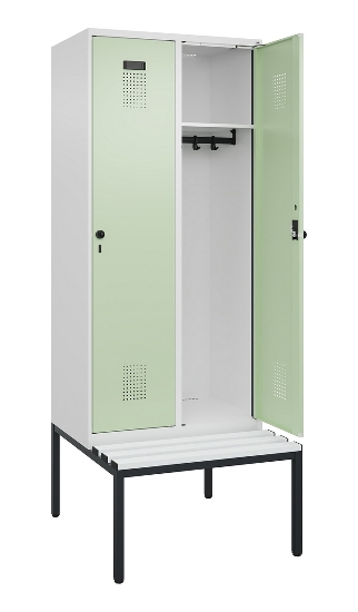 C+P Spind Evolo PLUS 0490507-12 mit Bank 1 Abt.400mm Drehriegel (HxBxT) 2120x400x815mm 7035/6011