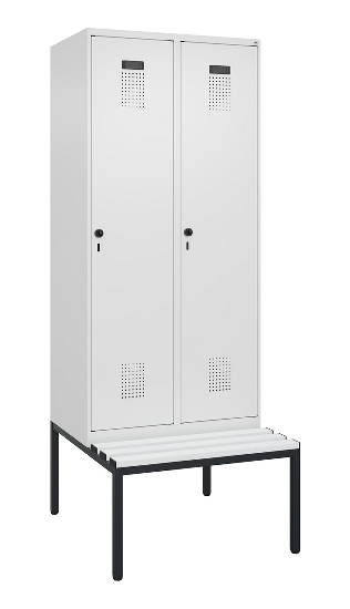 C+P Spind Evolo PLUS 0490507-12 mit Bank 1 Abt.400mm Drehriegel (HxBxT) 2120x400x815mm 7035/6011