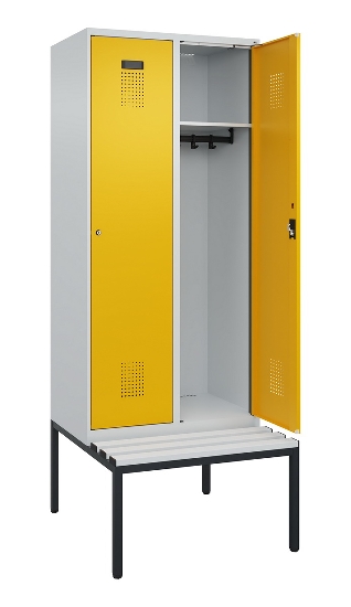 C+P Spind Evolo PLUS 0490507-12 mit Bank 1 Abt.400mm Drehriegel (HxBxT) 2120x400x815mm 7035/6011