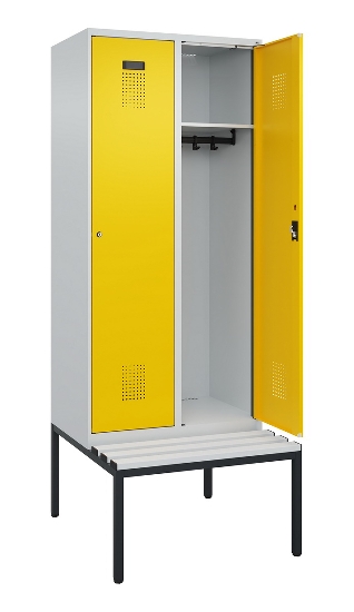 C+P Spind Evolo PLUS 0490507-12 mit Bank 1 Abt.400mm Drehriegel (HxBxT) 2120x400x815mm 7035/6011