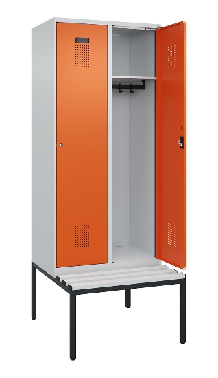 C+P Spind Evolo PLUS 0490507-12 mit Bank 1 Abt.400mm Drehriegel (HxBxT) 2120x400x815mm 7035/6011