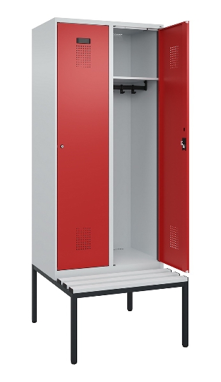 C+P Spind Evolo PLUS 0490507-12 mit Bank 1 Abt.400mm Drehriegel (HxBxT) 2120x400x815mm 7035/6011
